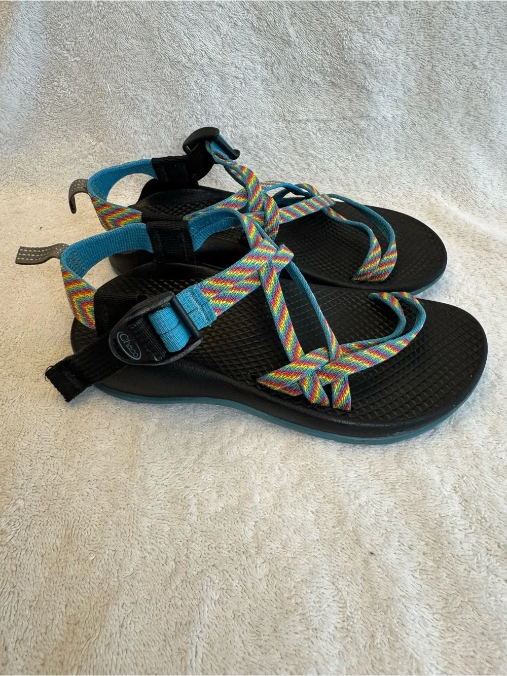 Chaco Kids ZX/1 EcoTread Rainbow Fiesta Blue Double Strap Hiking Sandals Size 2